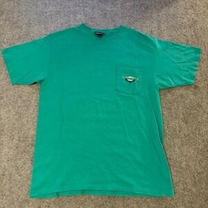 Nautica Vintage Mens Green Pocket T-Shirt Bermuda Sailboat Graphic Large